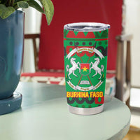 Burkina Faso Tumbler Cup with Red Green Tribal Design and Bobo Dioulasso Landmark - Wonder Print Shop