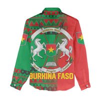 Burkina Faso Women Casual Shirt with Red Green Tribal Design and Bobo Dioulasso Landmark - Wonder Print Shop