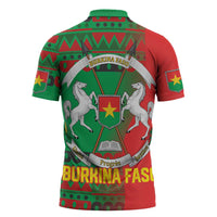 Burkina Faso Zipper Polo Shirt with Red Green Tribal Design and Bobo Dioulasso Landmark - Wonder Print Shop