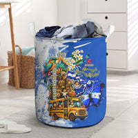Nicaragua Independence Day Laundry Basket Blue Butterfly Sacred Sacuanjoche Cultural Floral Art