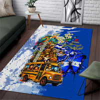 Nicaragua Independence Day Area Rug Blue Butterfly Sacred Sacuanjoche Cultural Floral Art