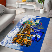 Nicaragua Independence Day Area Rug Blue Butterfly Sacred Sacuanjoche Cultural Floral Art
