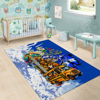 Nicaragua Independence Day Area Rug Blue Butterfly Sacred Sacuanjoche Cultural Floral Art
