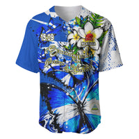 Nicaragua Independence Day Baseball Jersey Blue Butterfly Sacred Sacuanjoche Cultural Floral Art