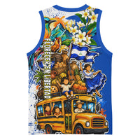 Nicaragua Independence Day Basketball Jersey Blue Butterfly Sacred Sacuanjoche Cultural Floral Art