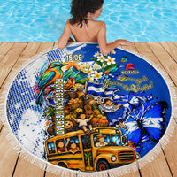 Nicaragua Independence Day Beach Blanket Blue Butterfly Sacred Sacuanjoche Cultural Floral Art