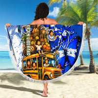 Nicaragua Independence Day Beach Blanket Blue Butterfly Sacred Sacuanjoche Cultural Floral Art