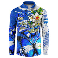 Nicaragua Independence Day Button Sweatshirt Blue Butterfly Sacred Sacuanjoche Cultural Floral Art
