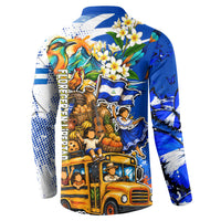 Nicaragua Independence Day Button Sweatshirt Blue Butterfly Sacred Sacuanjoche Cultural Floral Art