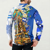 Nicaragua Independence Day Button Sweatshirt Blue Butterfly Sacred Sacuanjoche Cultural Floral Art