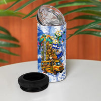 Nicaragua Independence Day 4 in 1 Can Cooler Tumbler Blue Butterfly Sacred Sacuanjoche Cultural Floral Art