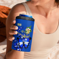 Nicaragua Independence Day 4 in 1 Can Cooler Tumbler Blue Butterfly Sacred Sacuanjoche Cultural Floral Art