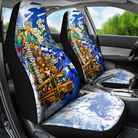 Nicaragua Independence Day Car Seat Cover Blue Butterfly Sacred Sacuanjoche Cultural Floral Art