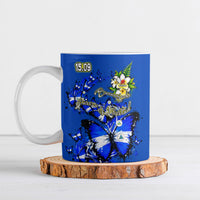 Nicaragua Independence Day Ceramic Mug Blue Butterfly Sacred Sacuanjoche Cultural Floral Art