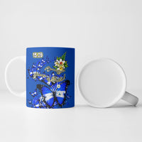 Nicaragua Independence Day Ceramic Mug Blue Butterfly Sacred Sacuanjoche Cultural Floral Art