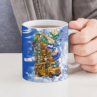 Nicaragua Independence Day Ceramic Mug Blue Butterfly Sacred Sacuanjoche Cultural Floral Art