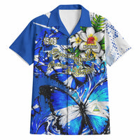 Nicaragua Independence Day Hawaiian Shirt Blue Butterfly Sacred Sacuanjoche Cultural Floral Art