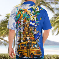 Nicaragua Independence Day Hawaiian Shirt Blue Butterfly Sacred Sacuanjoche Cultural Floral Art