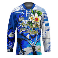 Nicaragua Independence Day Hockey Jersey Blue Butterfly Sacred Sacuanjoche Cultural Floral Art