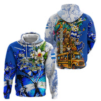 Nicaragua Independence Day Hoodie Blue Butterfly Sacred Sacuanjoche Cultural Floral Art