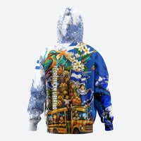 Nicaragua Independence Day Hoodie Blue Butterfly Sacred Sacuanjoche Cultural Floral Art