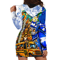 Nicaragua Independence Day Hoodie Dress Blue Butterfly Sacred Sacuanjoche Cultural Floral Art