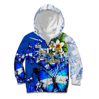 Nicaragua Independence Day Kid Hoodie Blue Butterfly Sacred Sacuanjoche Cultural Floral Art