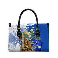 Nicaragua Independence Day Leather Bag Blue Butterfly Sacred Sacuanjoche Cultural Floral Art