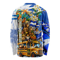 Nicaragua Independence Day Long Sleeve Shirt Blue Butterfly Sacred Sacuanjoche Cultural Floral Art