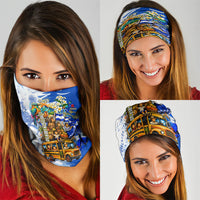 Nicaragua Independence Day Neck Gaiter Blue Butterfly Sacred Sacuanjoche Cultural Floral Art