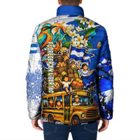 Nicaragua Independence Day Padded Jacket Blue Butterfly Sacred Sacuanjoche Cultural Floral Art