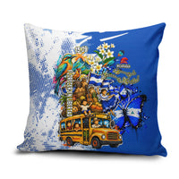 Nicaragua Independence Day Pillow Cover Blue Butterfly Sacred Sacuanjoche Cultural Floral Art