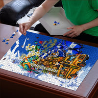Nicaragua Independence Day Puzzle Blue Butterfly Sacred Sacuanjoche Cultural Floral Art