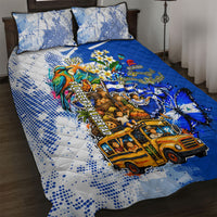 Nicaragua Independence Day Quilt Bed Set Blue Butterfly Sacred Sacuanjoche Cultural Floral Art