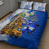 Nicaragua Independence Day Quilt Bed Set Blue Butterfly Sacred Sacuanjoche Cultural Floral Art