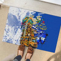 Nicaragua Independence Day Rubber Doormat Blue Butterfly Sacred Sacuanjoche Cultural Floral Art