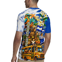 Nicaragua Independence Day Rugby Jersey Blue Butterfly Sacred Sacuanjoche Cultural Floral Art