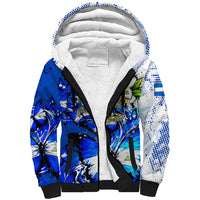 Nicaragua Independence Day Sherpa Hoodie Blue Butterfly Sacred Sacuanjoche Cultural Floral Art