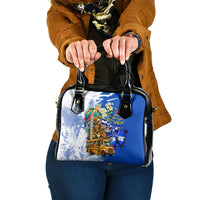 Nicaragua Independence Day Shoulder Handbag Blue Butterfly Sacred Sacuanjoche Cultural Floral Art