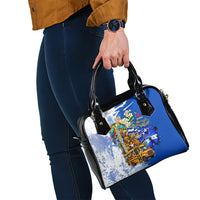Nicaragua Independence Day Shoulder Handbag Blue Butterfly Sacred Sacuanjoche Cultural Floral Art