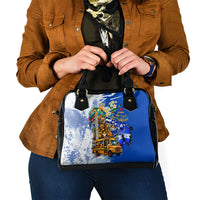 Nicaragua Independence Day Shoulder Handbag Blue Butterfly Sacred Sacuanjoche Cultural Floral Art