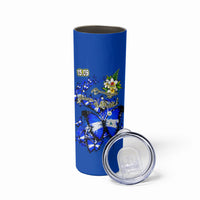 Nicaragua Independence Day Skinny Tumbler Blue Butterfly Sacred Sacuanjoche Cultural Floral Art