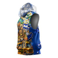 Nicaragua Independence Day Sleeveless Hoodie Blue Butterfly Sacred Sacuanjoche Cultural Floral Art