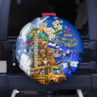 Nicaragua Independence Day Spare Tire Cover Blue Butterfly Sacred Sacuanjoche Cultural Floral Art