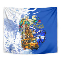 Nicaragua Independence Day Tapestry Blue Butterfly Sacred Sacuanjoche Cultural Floral Art