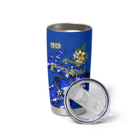Nicaragua Independence Day Tumbler Cup Blue Butterfly Sacred Sacuanjoche Cultural Floral Art