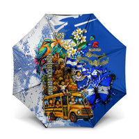 Nicaragua Independence Day Umbrella Blue Butterfly Sacred Sacuanjoche Cultural Floral Art