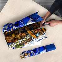 Nicaragua Independence Day Umbrella Blue Butterfly Sacred Sacuanjoche Cultural Floral Art