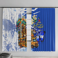 Nicaragua Independence Day Window Curtain Blue Butterfly Sacred Sacuanjoche Cultural Floral Art