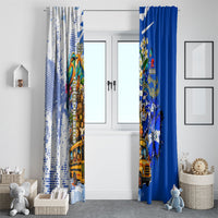 Nicaragua Independence Day Window Curtain Blue Butterfly Sacred Sacuanjoche Cultural Floral Art